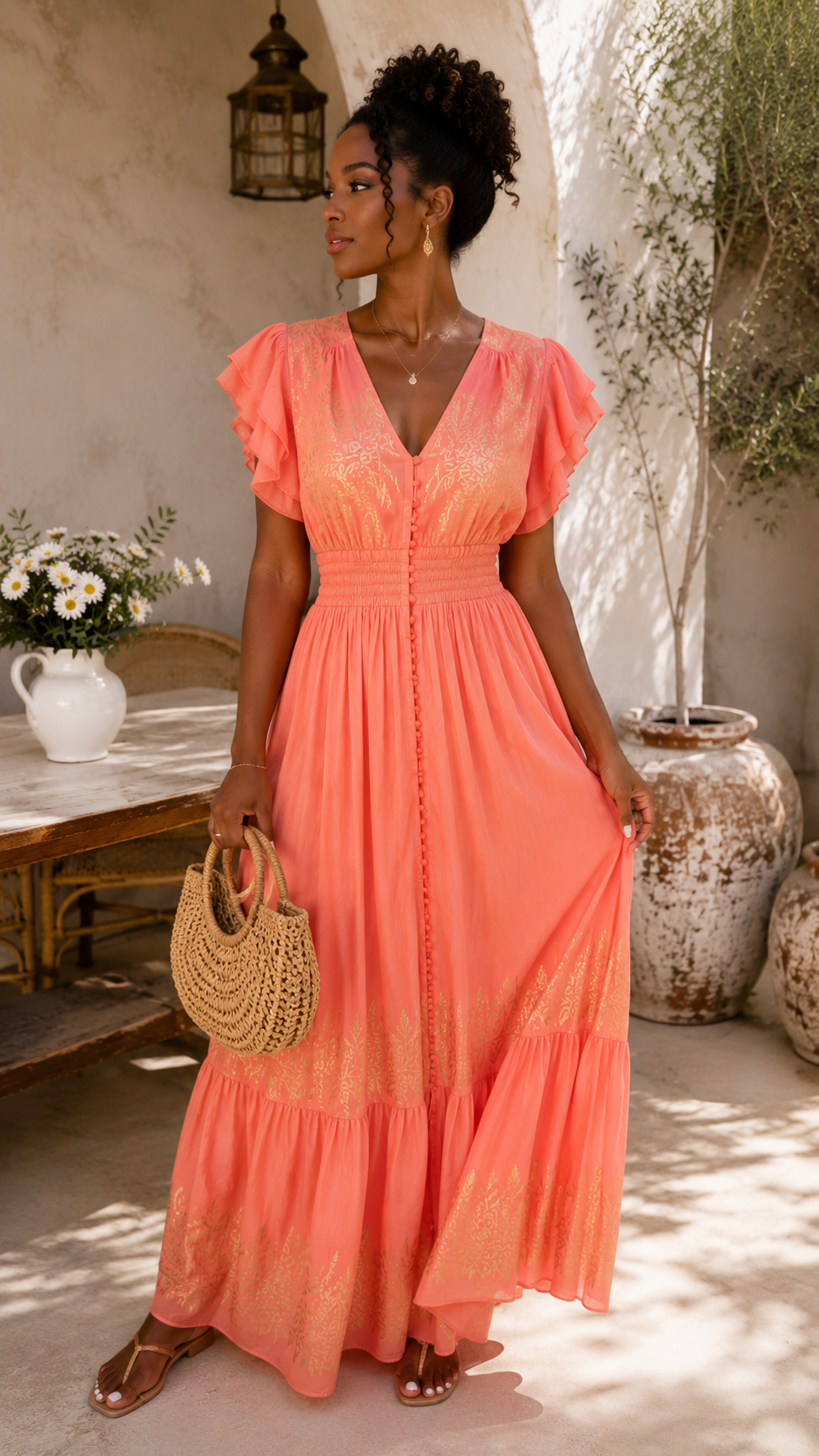 Coral Coast Goldleaf Maxi Dress