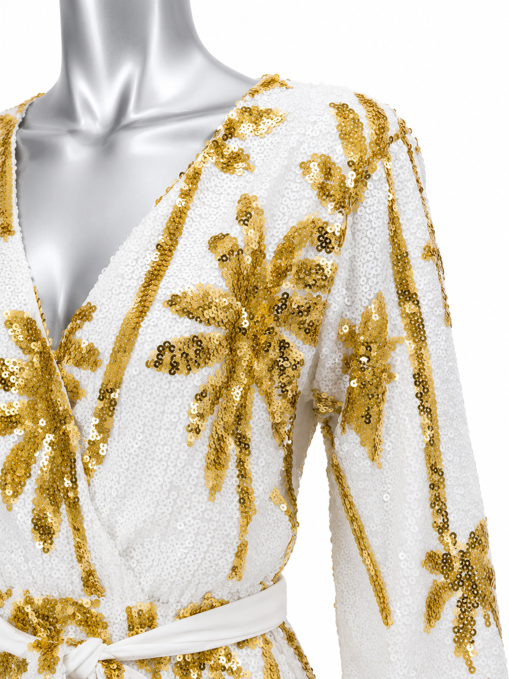Golden Palms Sequin Wrap Mini