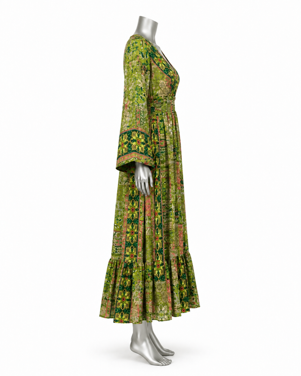 Garden Mosaic Art Silk Maxi Dress