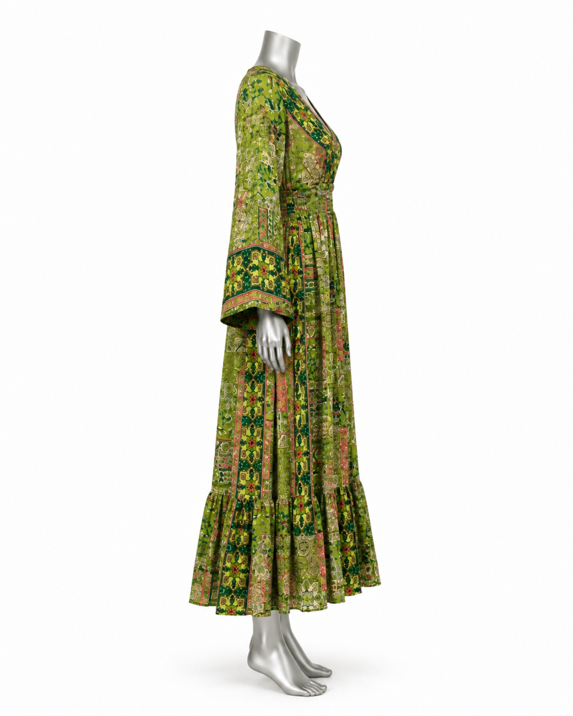Garden Mosaic Art Silk Maxi Dress