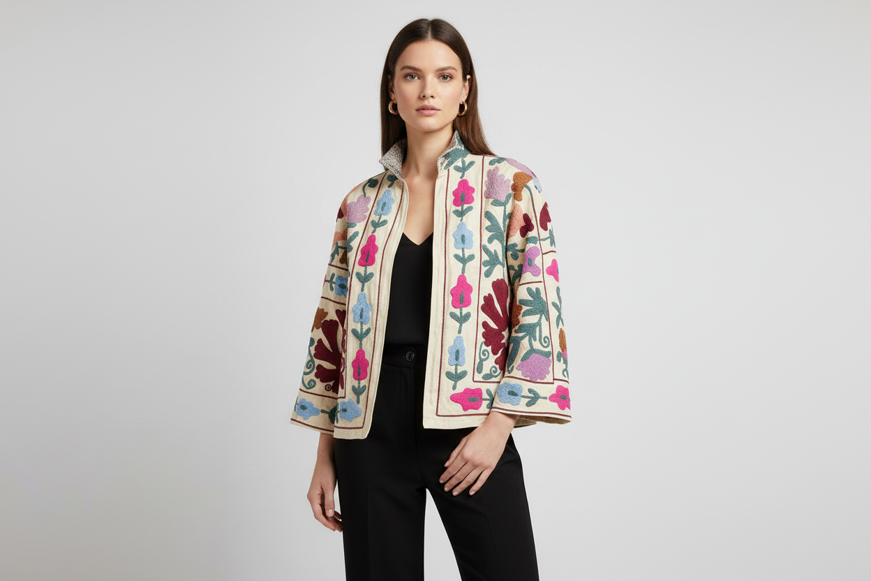 Wild Bloom Suzani Embroidered Jacket