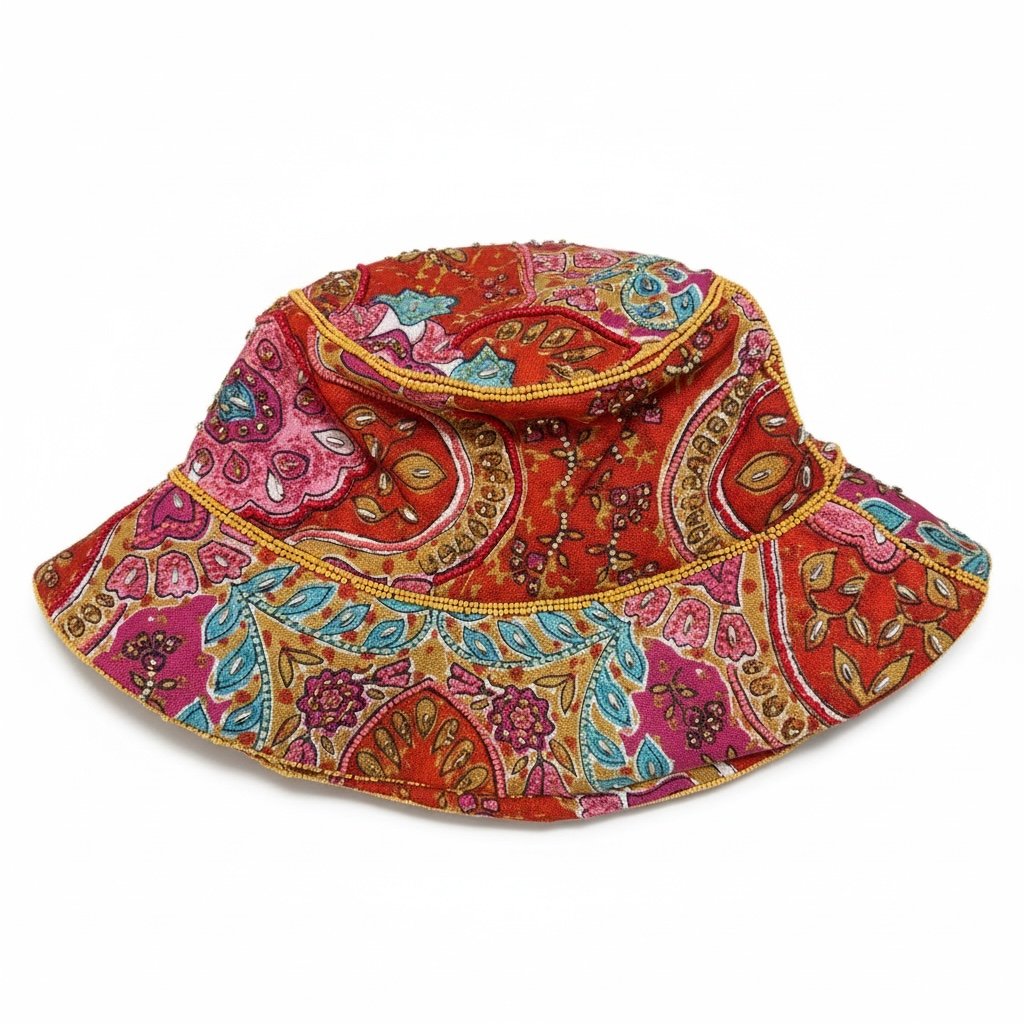 Bohemian Luxe Poly-Satin & Chiffon Sequin Patchwork Hat & Jacket Set