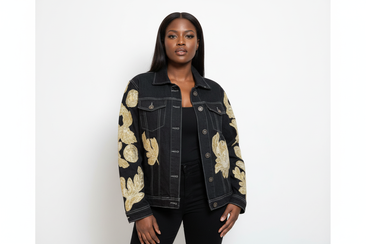 Golden Bloom Denim Jacket