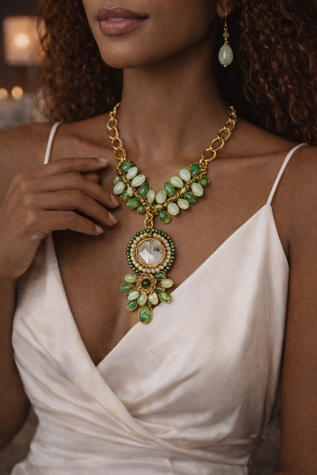 Emerald Bloom Statement Set