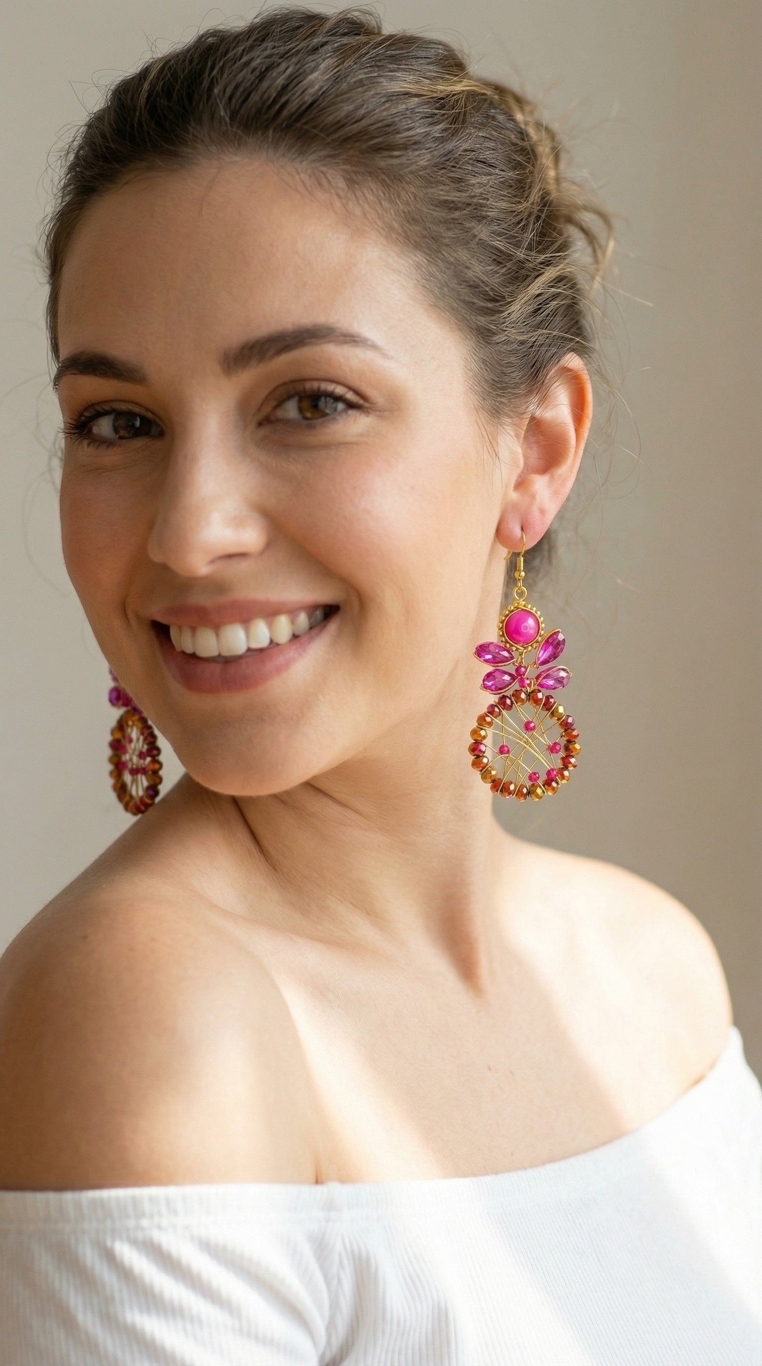 Radiant Fuchsia Bloom Earrings