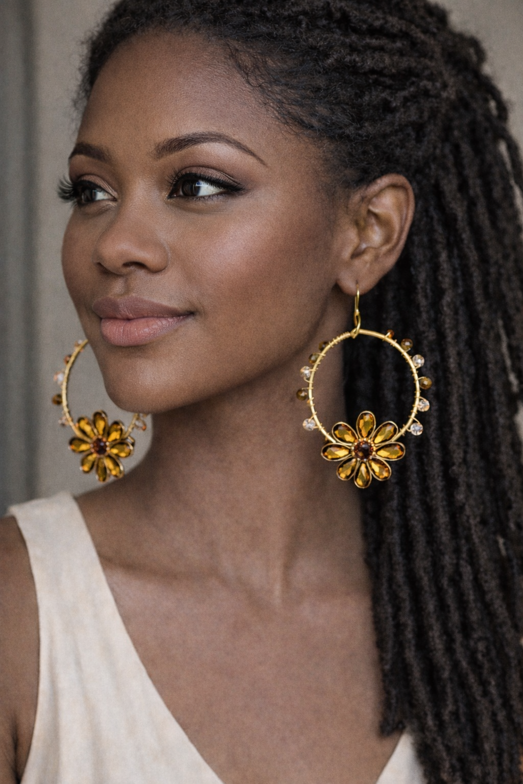Golden Bloom Hoop Earrings
