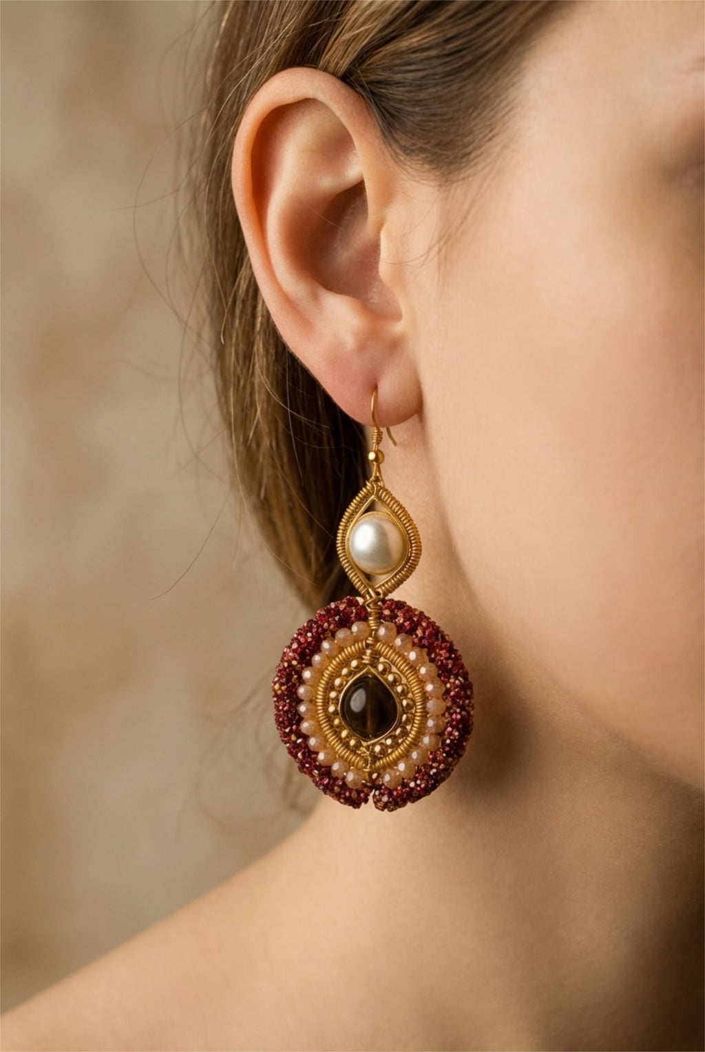 Crimson Radiance Statement Earrings