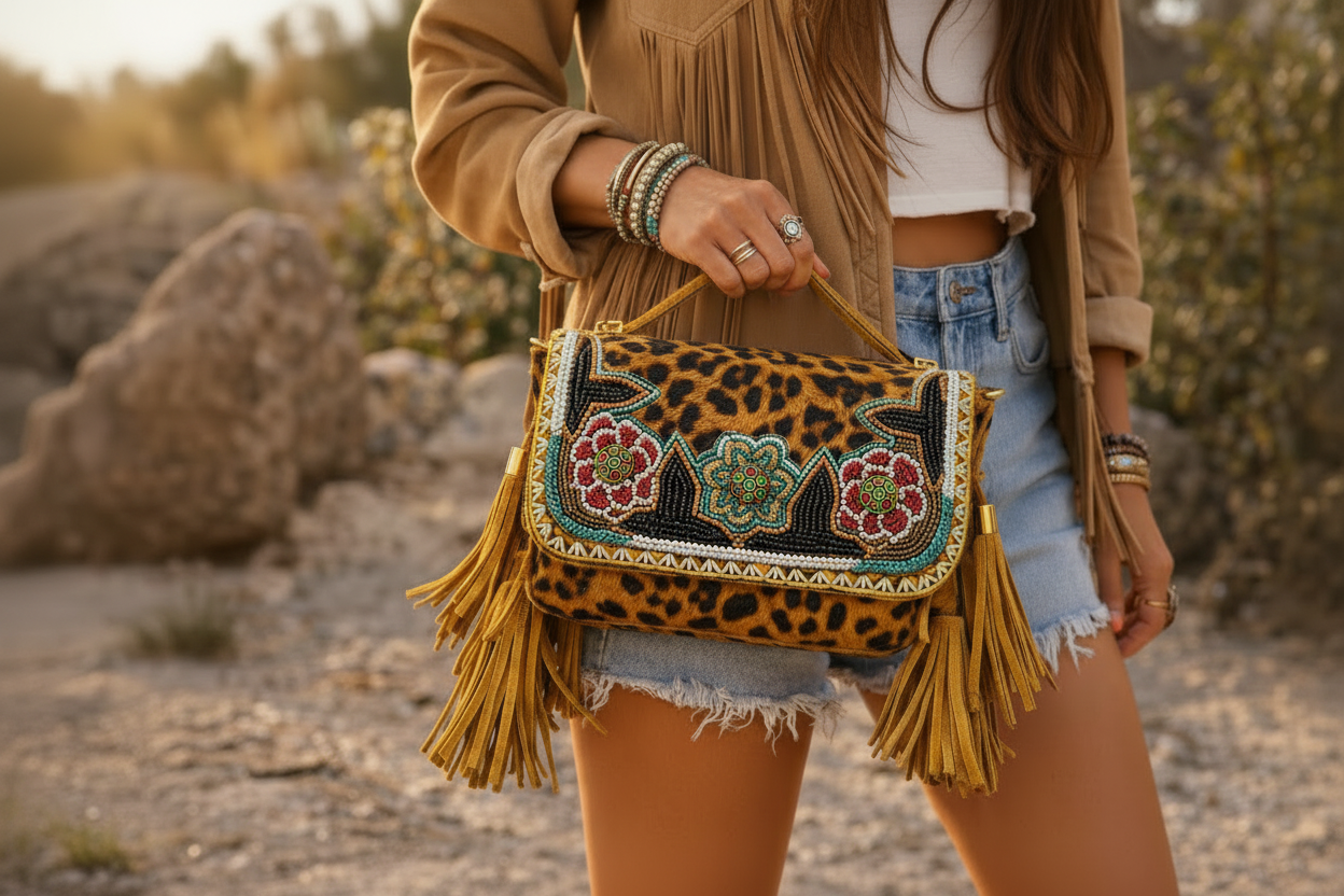 Safari Bloom Fringe Bag