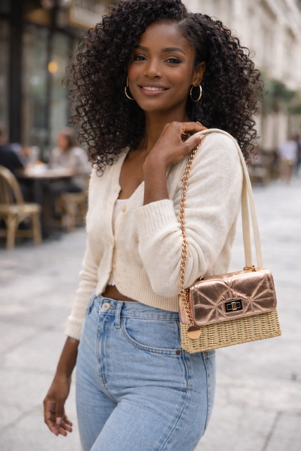 Golden Woven Luxe Satchel