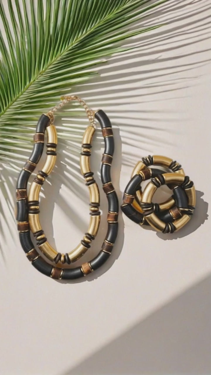 Amani Double-Strand Necklace & Bracelet Set